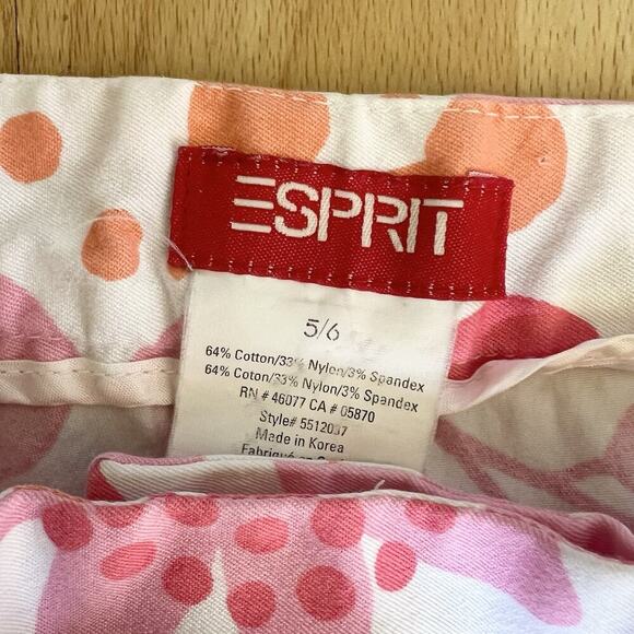 Vintage Esprit Floral Pants Capris Orange Pink Slit Button Clasp Size 5/6 - Picture 2 of 7